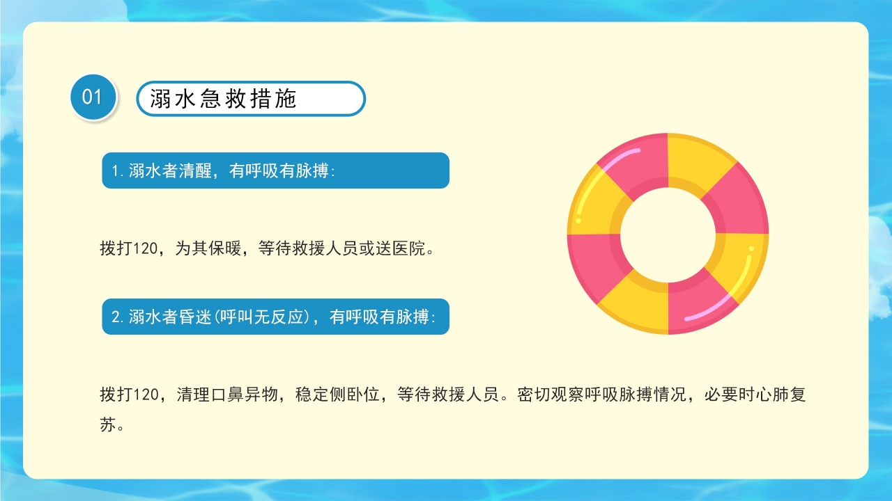 清新简约防溺水暑期安全教育主题班会课件内容PPT模板