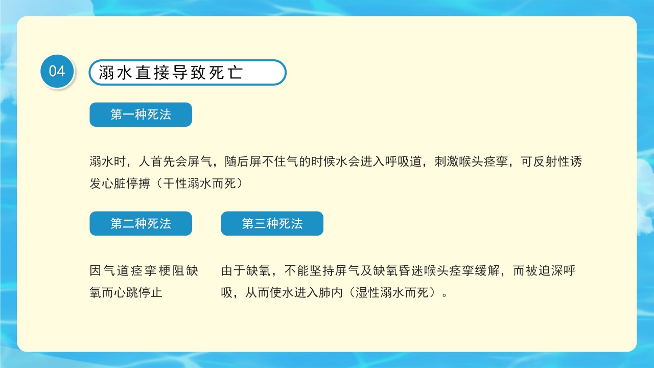 清新简约防溺水暑期安全教育主题班会课件内容PPT模板