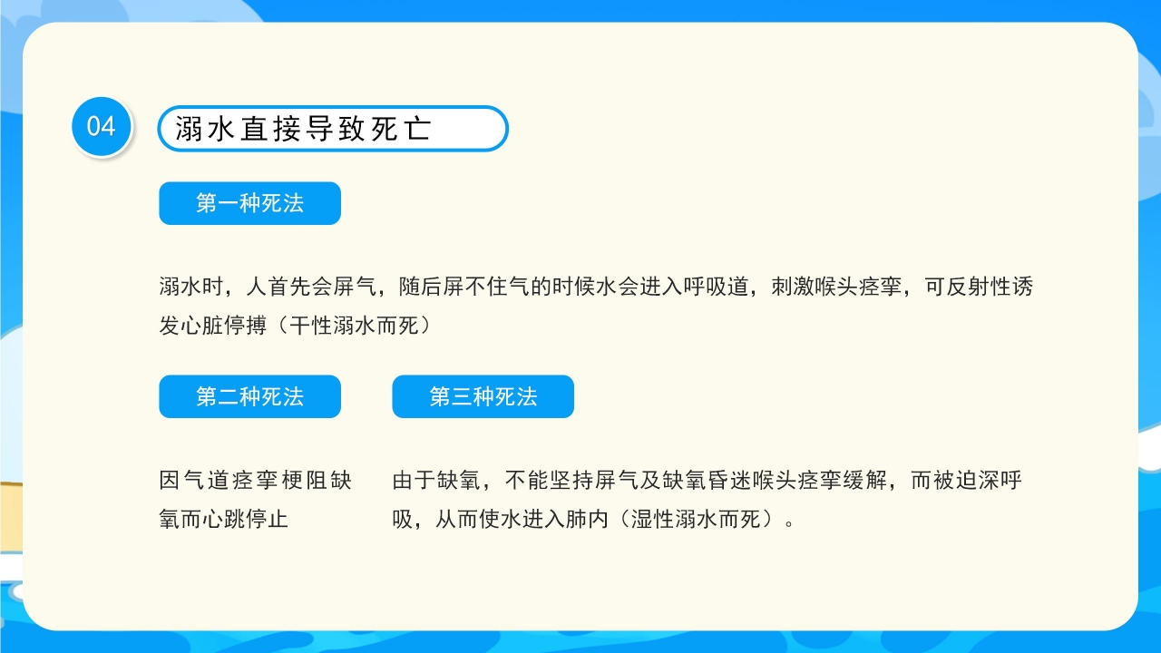 蓝色简约防溺水安全主题班会公开课课件PPT模板
