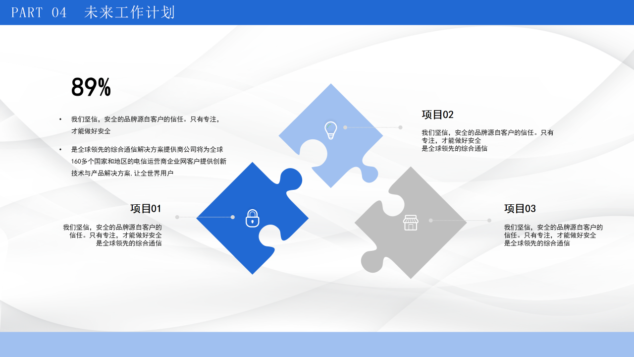 蓝色简洁工作汇报商业汇报ppt模板
