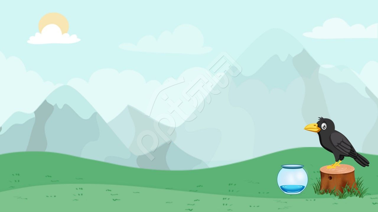 小清新手绘乌鸦喝水主题演讲教育班会课件ppt背景图片