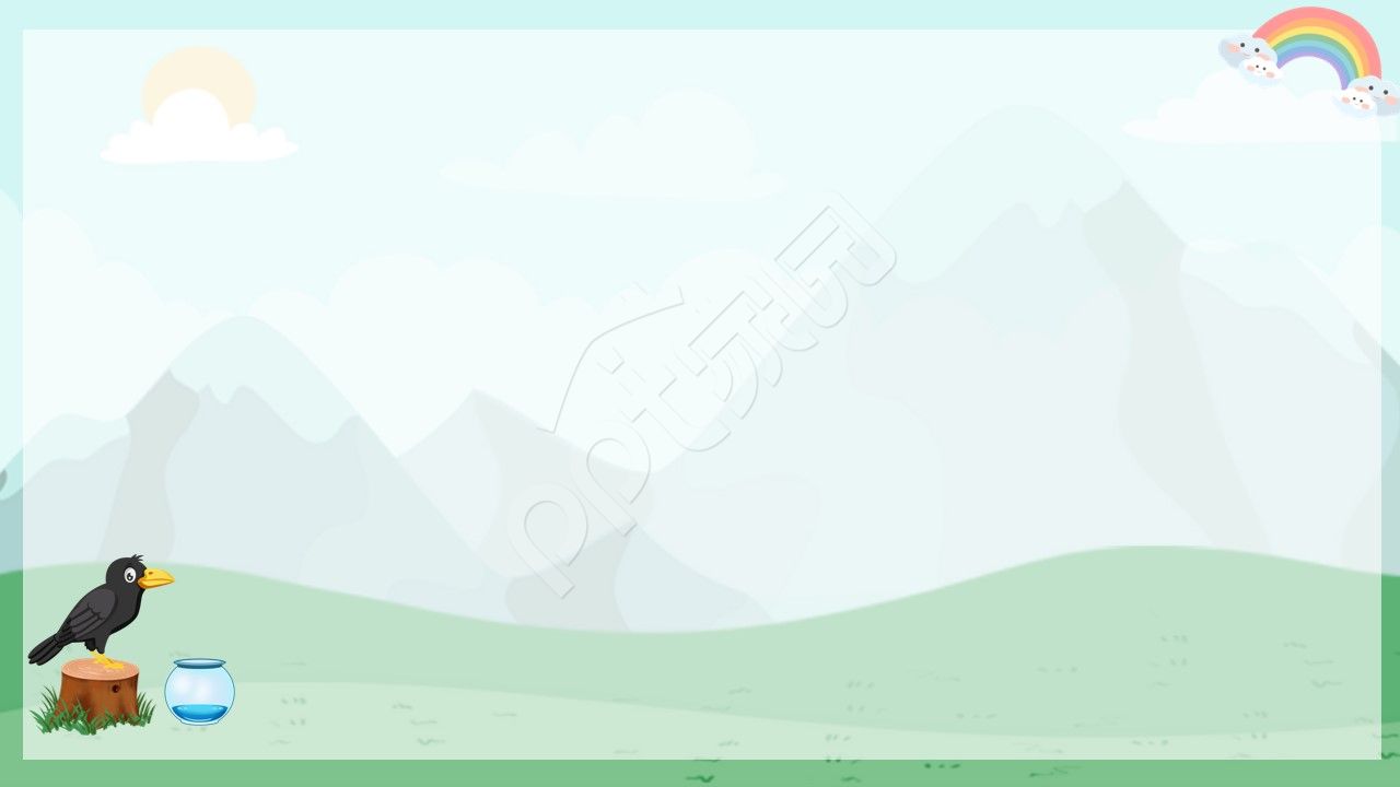 小清新手绘乌鸦喝水主题演讲教育班会课件ppt背景图片