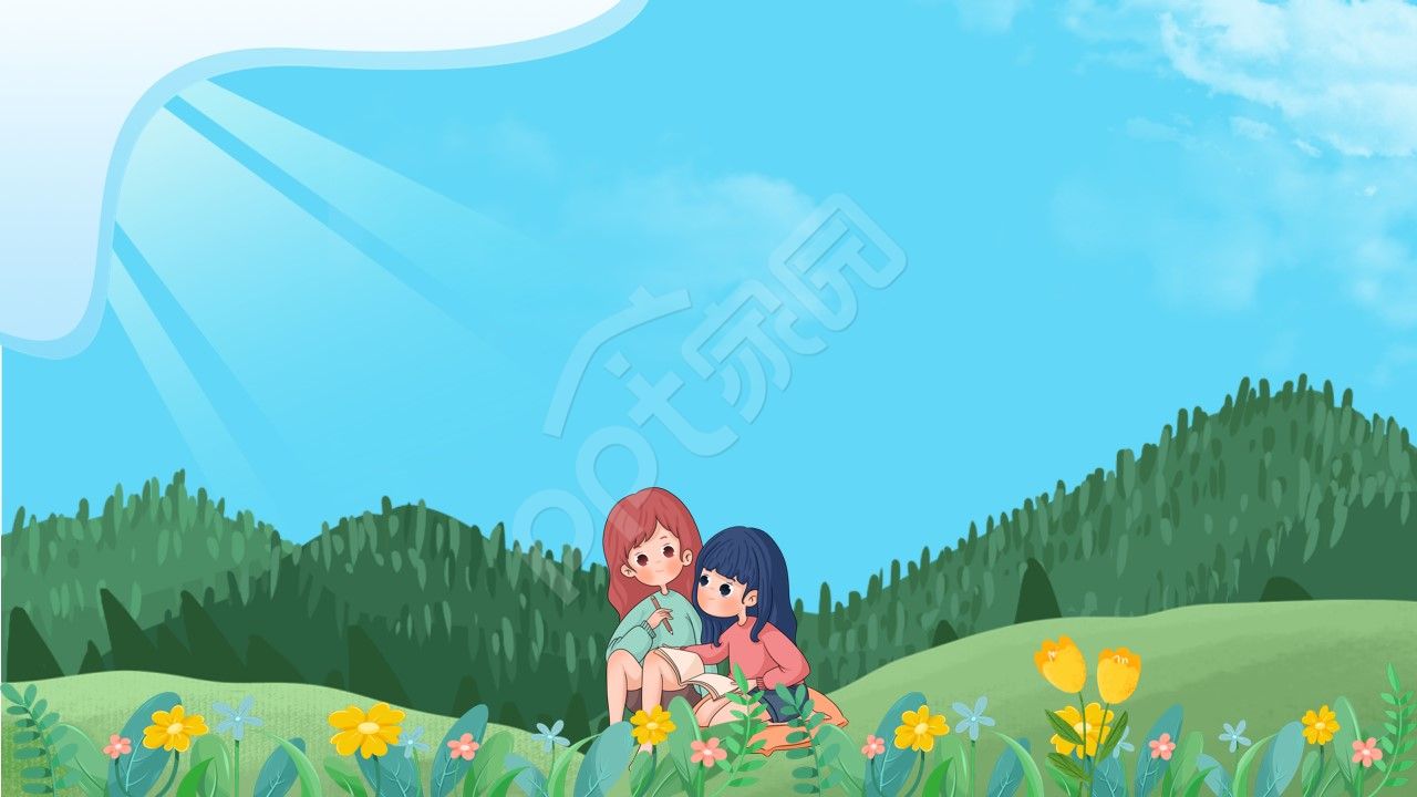 卡通手绘小学生教育主题班会读书分享课件ppt背景图片