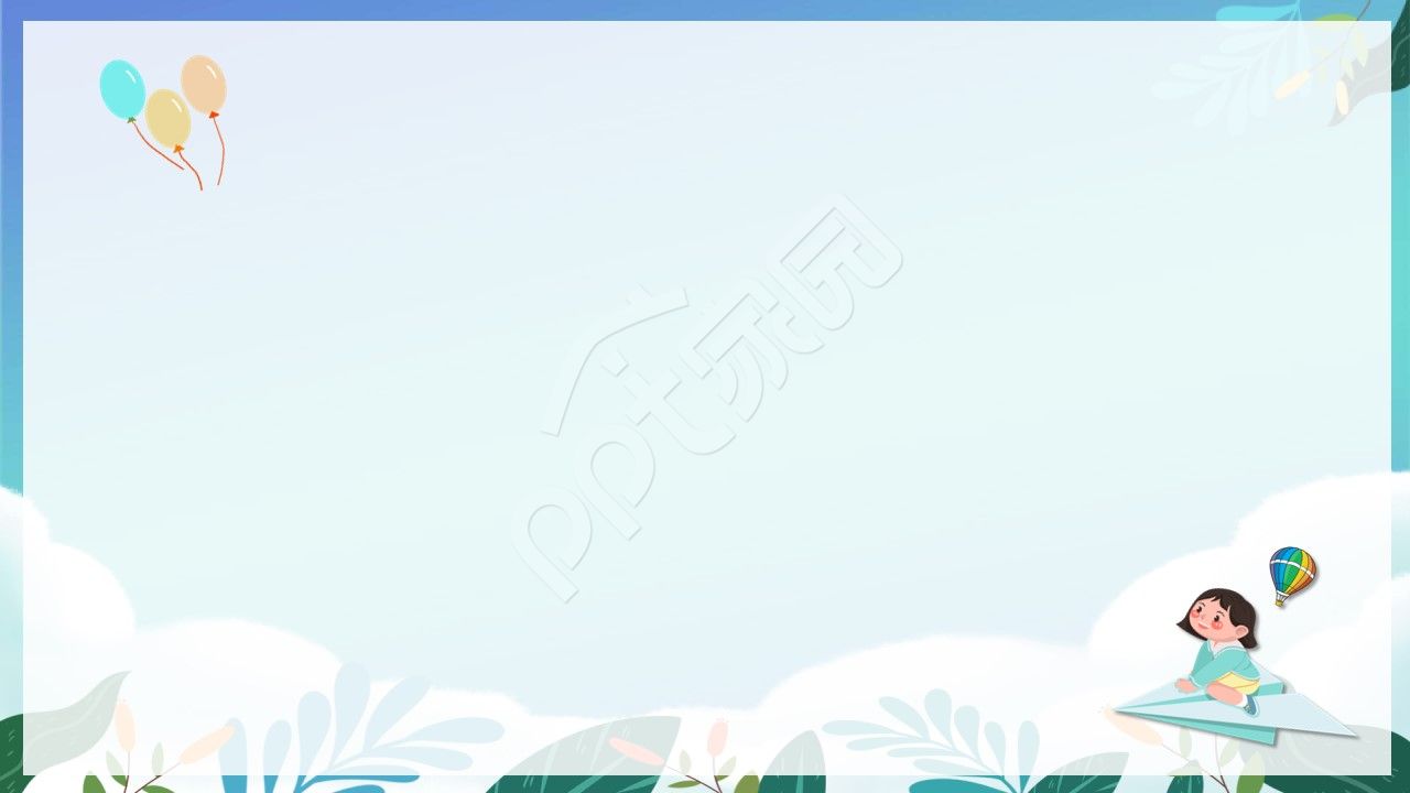 卡通手绘学会主题班会女生骑纸飞机学校教育课件ppt背景图片