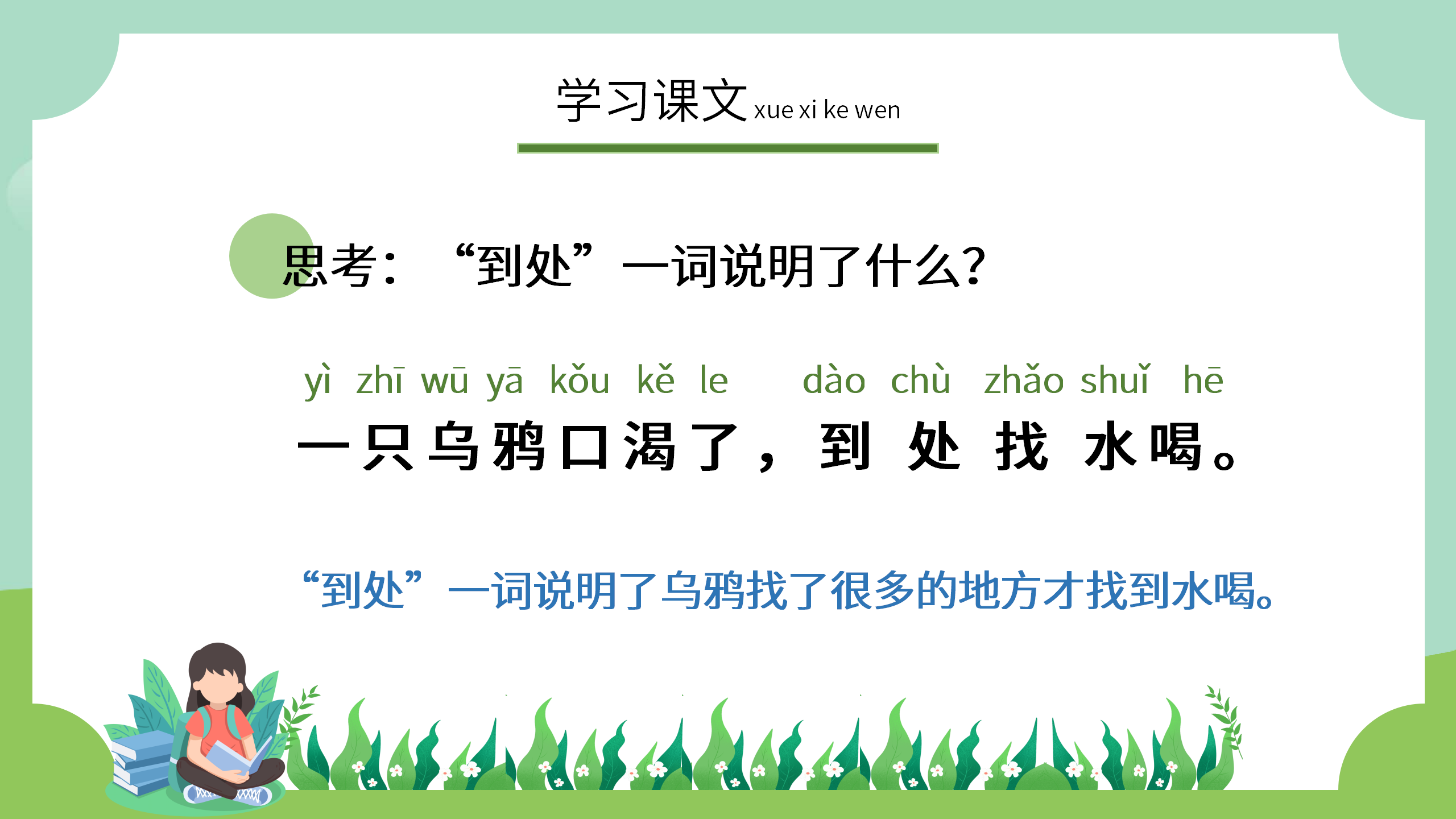 手绘小学《乌鸦喝水》语文公开课ppt课件PPT课件下载
