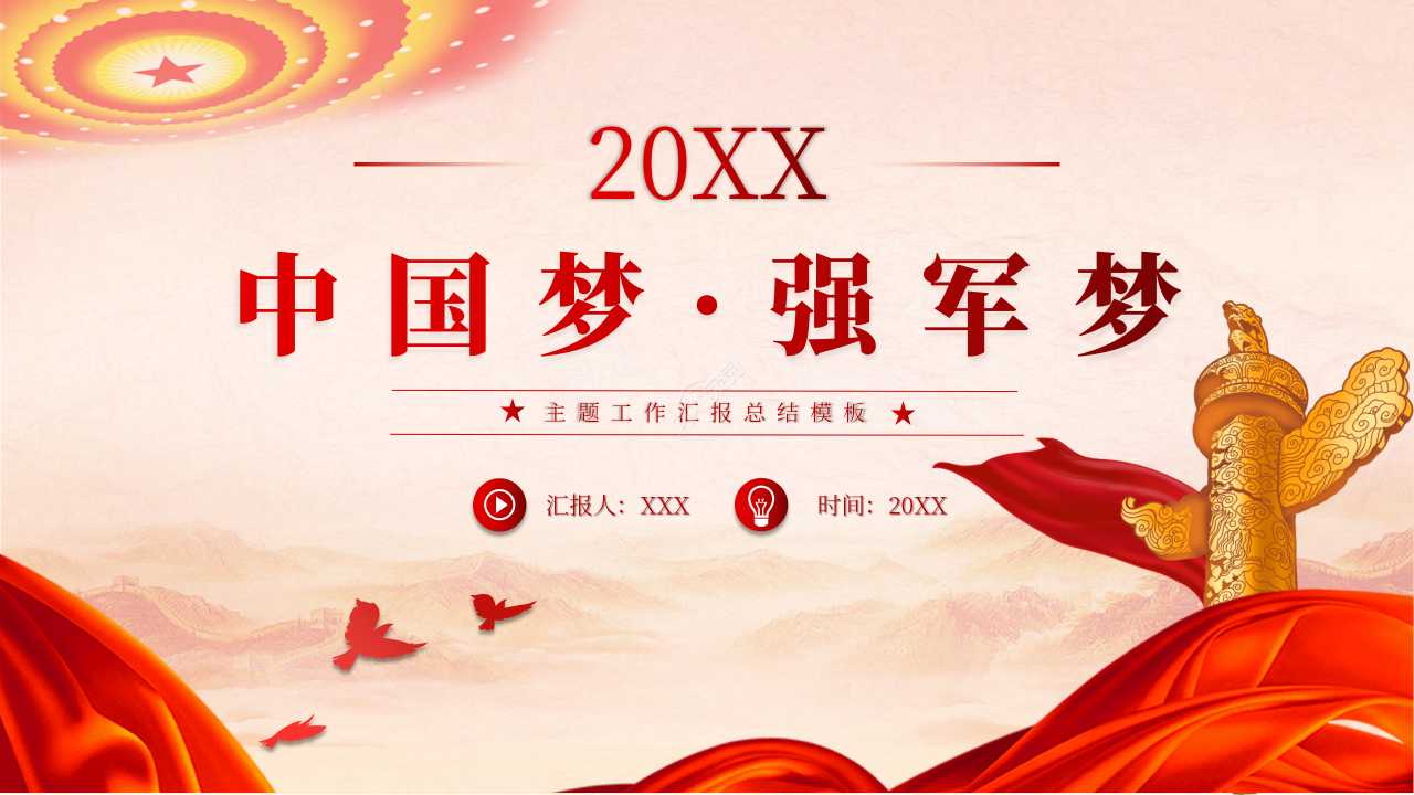 中国梦强军梦主题工作汇报总结ppt模板