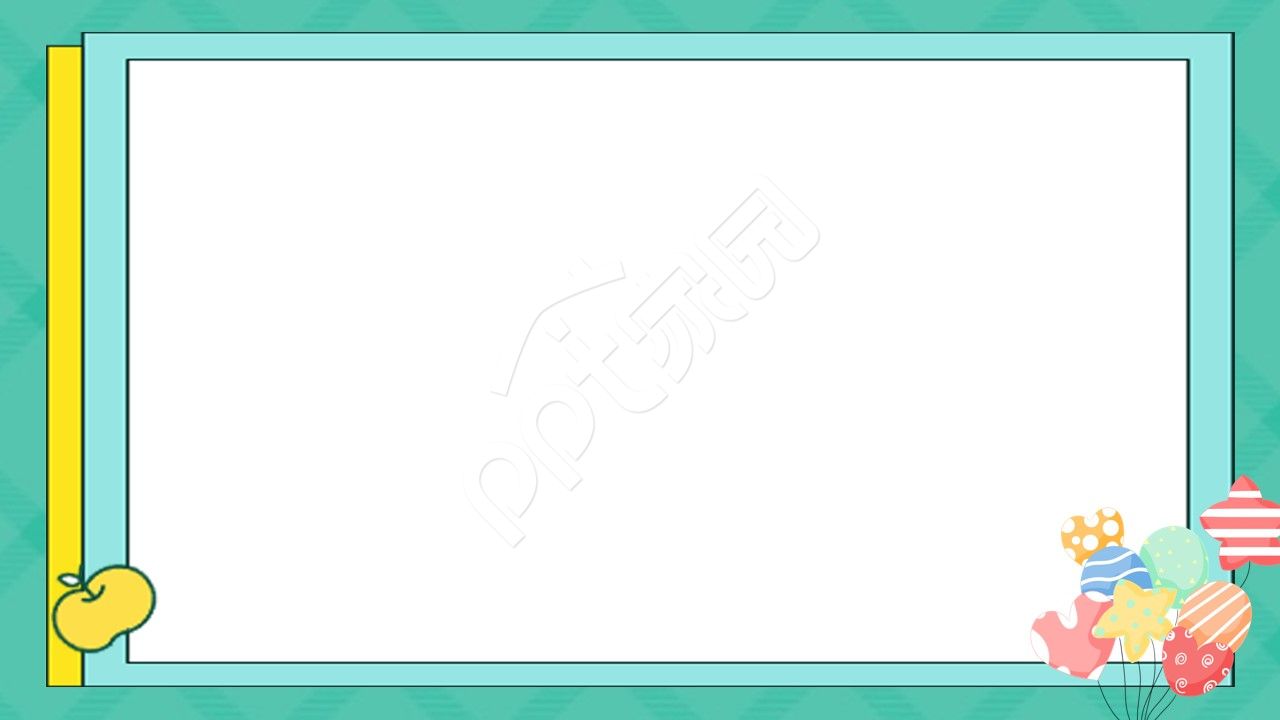 卡通手绘儿童教育绿色边框闹钟女生读书主题班会课件ppt背景图片