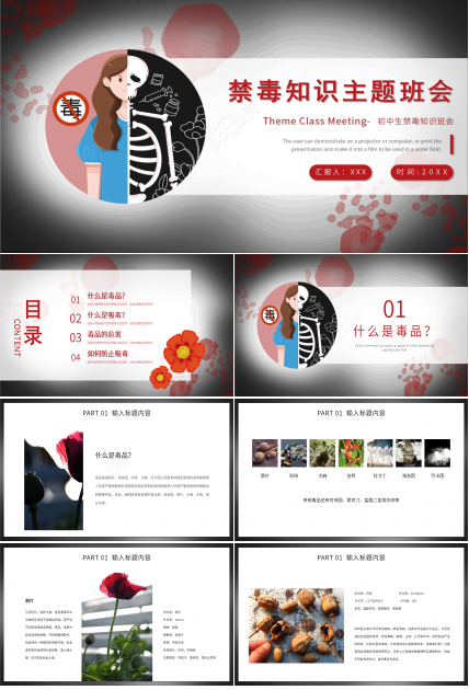 初中生禁毒知识主题班会ppt模板
