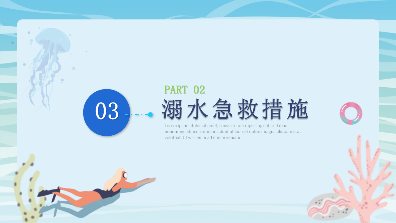 卡通小学生防溺水安全教育知识讲座ppt模板