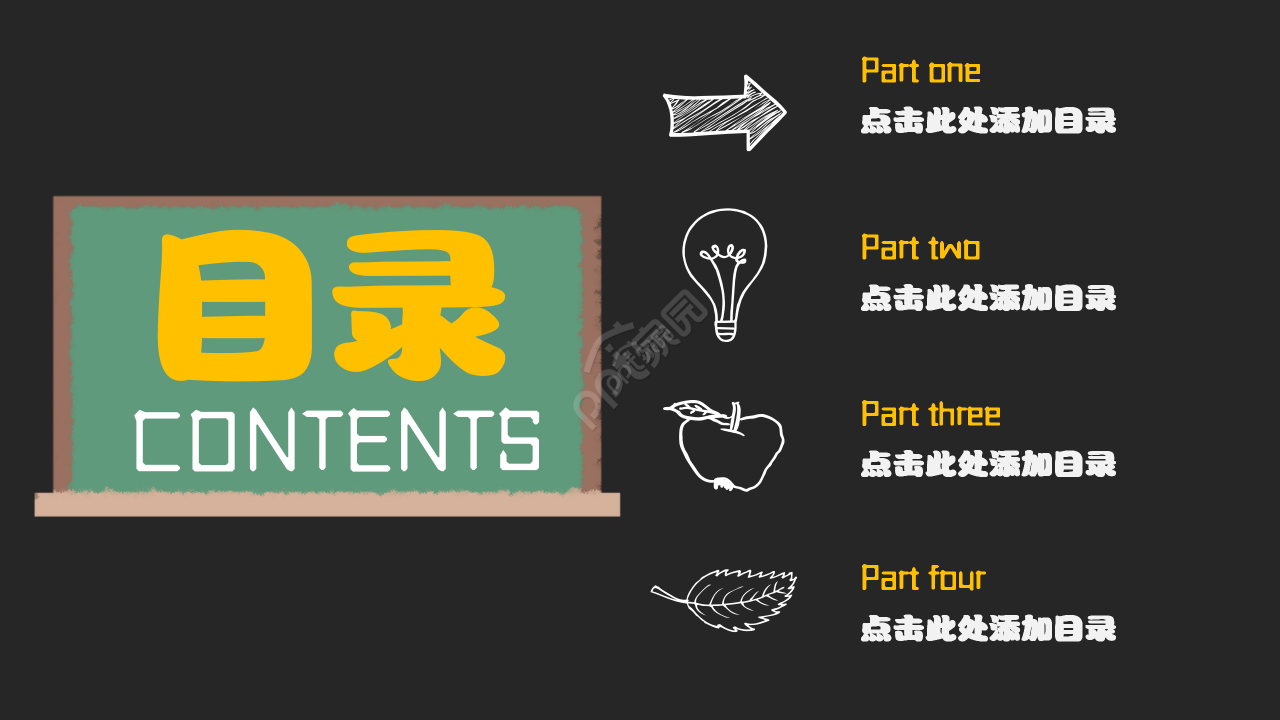 黑板粉笔字简约教学说课ppt模板