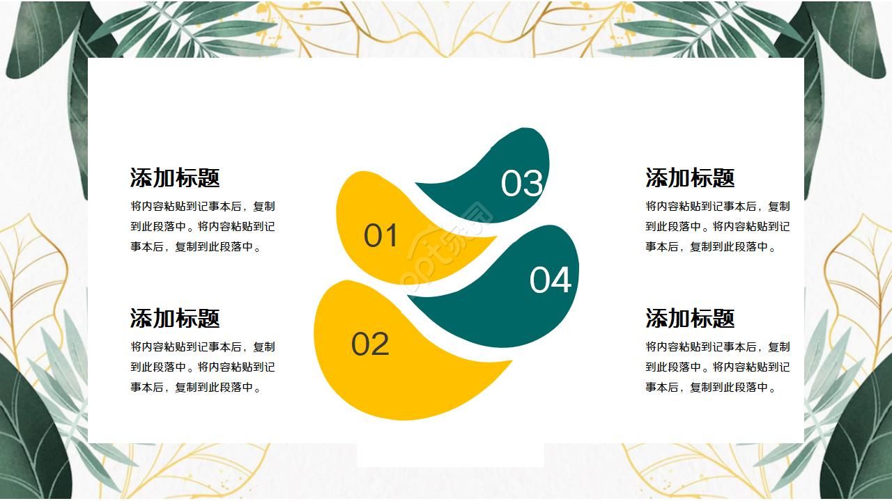 精美创意文艺绿植叶子PPT模板