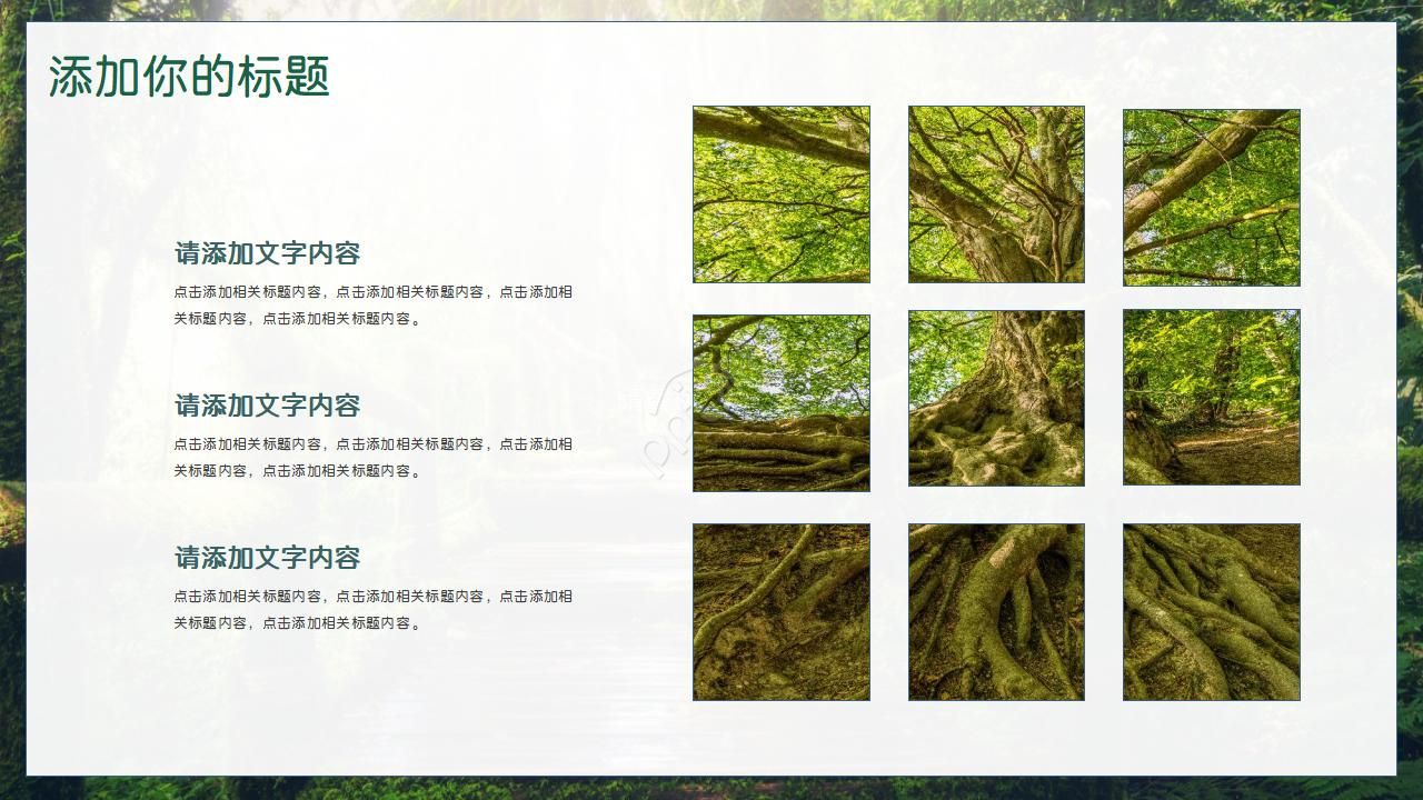 小清新绿植简约ppt模板