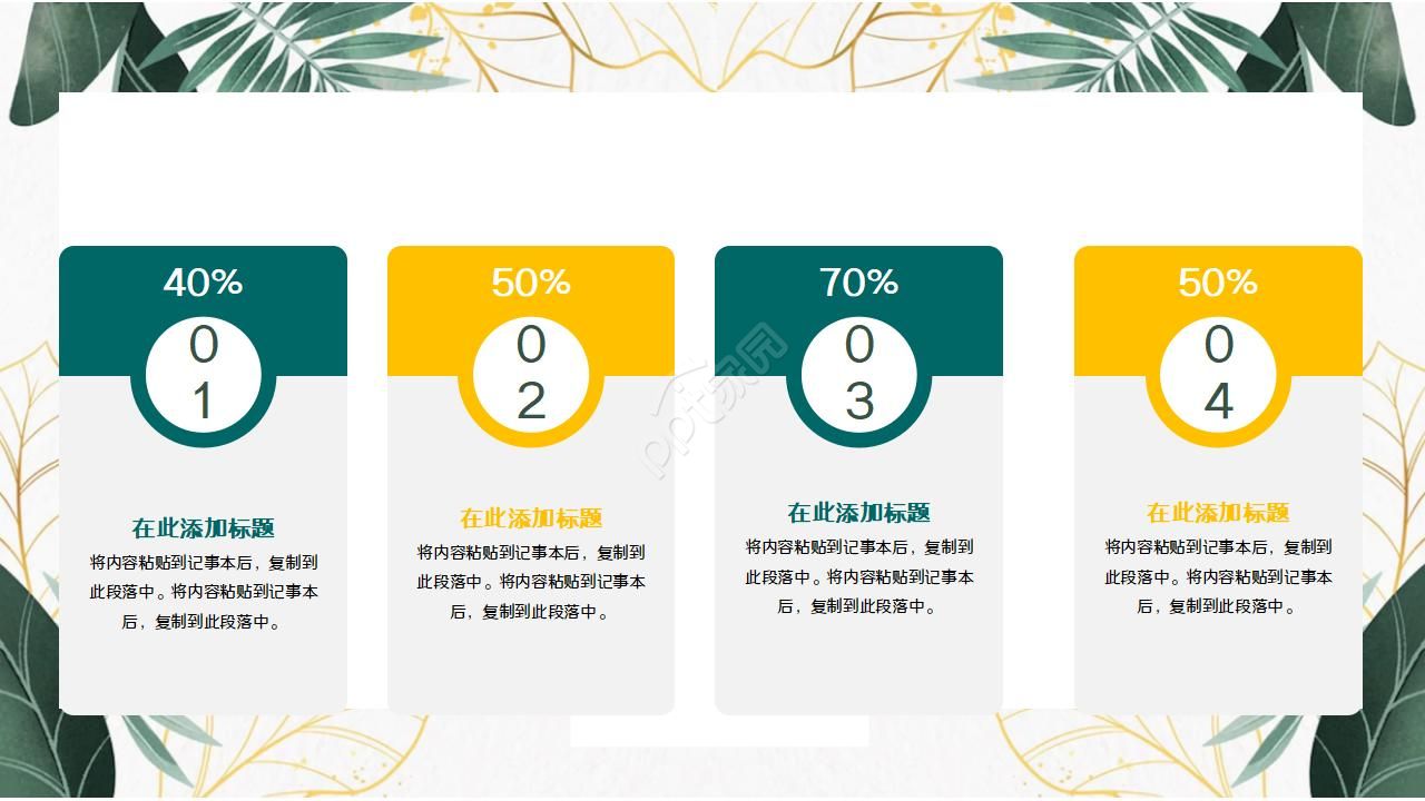 精美创意文艺绿植叶子PPT模板