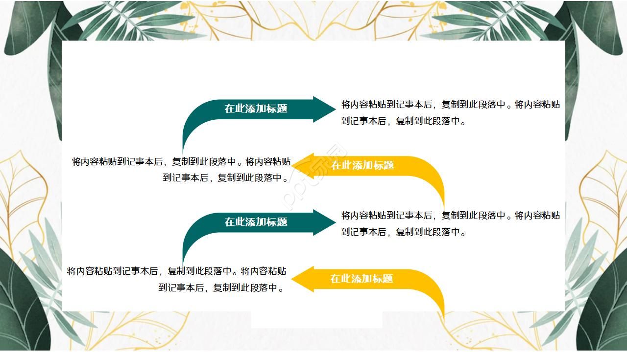 精美创意文艺绿植叶子PPT模板