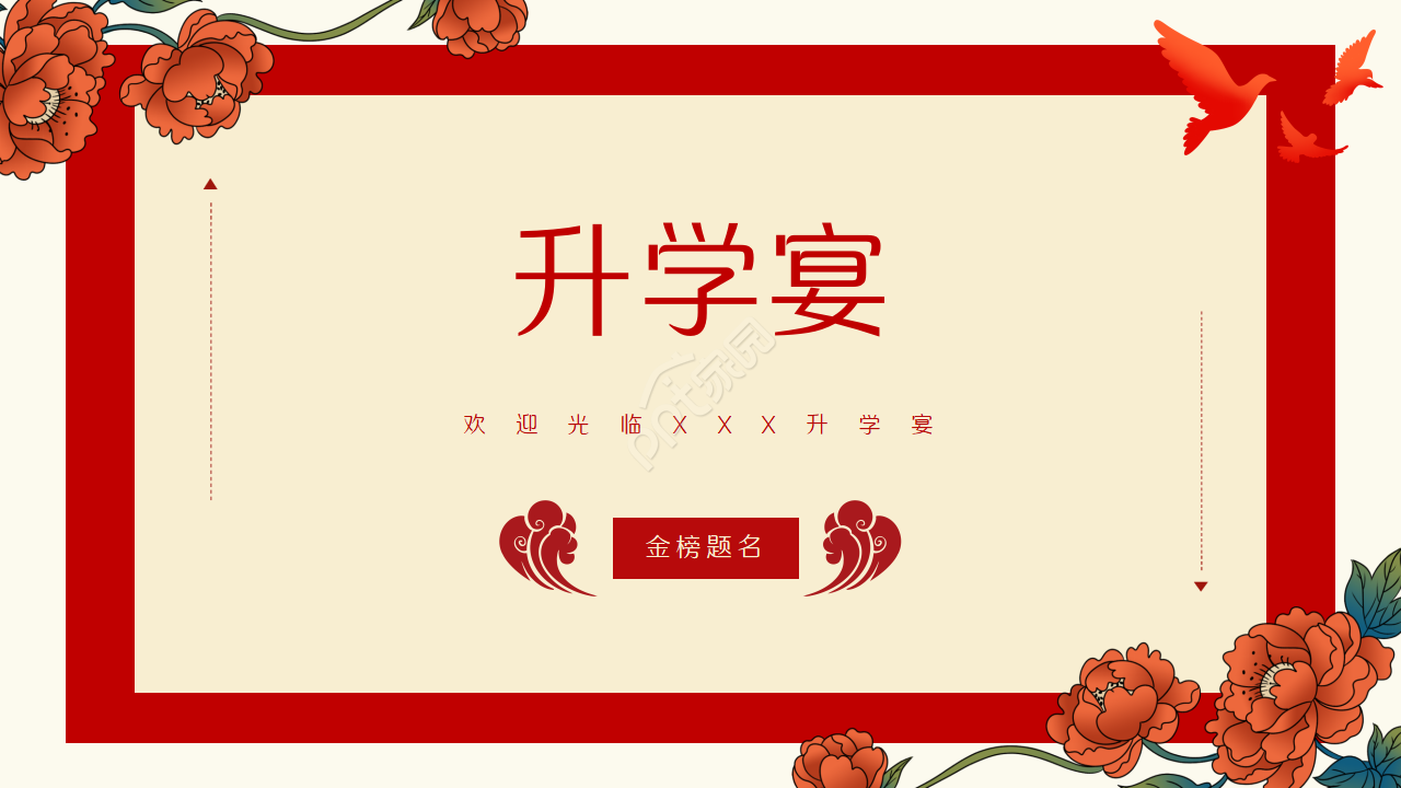 喜庆中国风状元宴金榜题名升学宴ppt模板