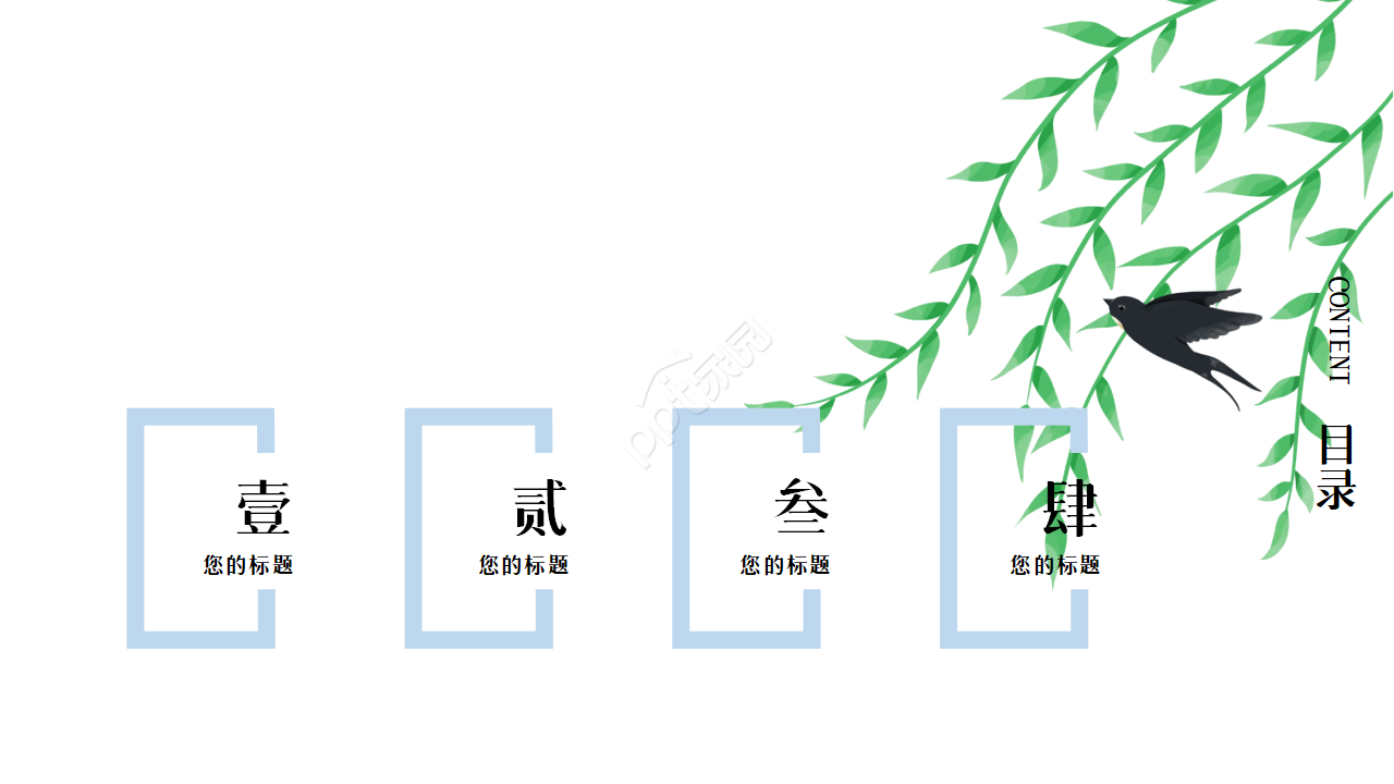 清新文艺小鸟述职报告ppt模板