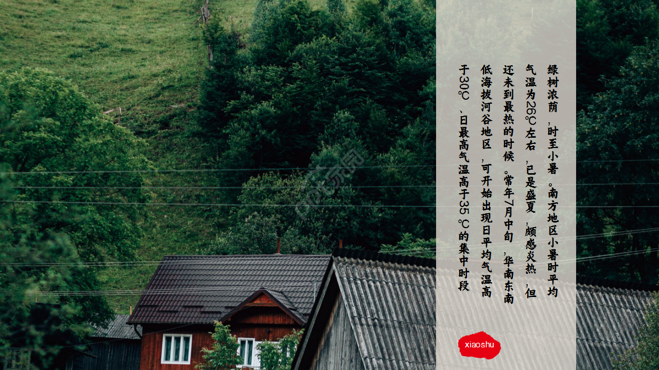 水墨中国风荷花二十四节气小暑商务合作知识教育ppt模板