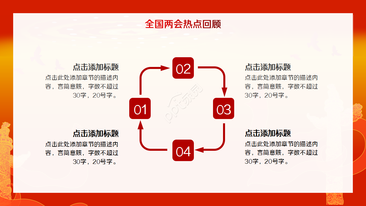 聚焦两会关注民生解读红色大气述职报告演示总结ppt模板