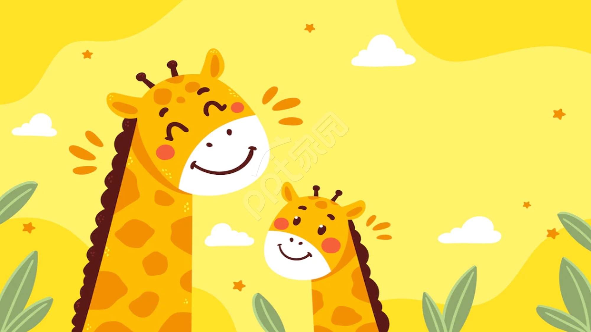 卡通动物设计PPT背景图片