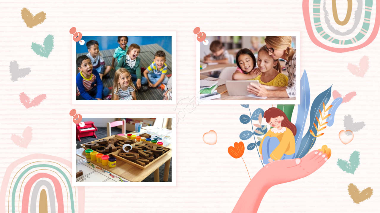 卡通可爱儿童教育培训诗词分享ppt模板