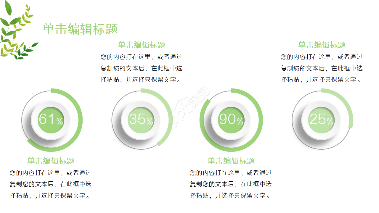 清新绿色小清新多功能通用工作汇报商务合作品牌推广PPT模板