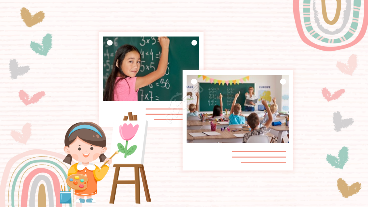 卡通可爱儿童教育培训诗词分享ppt模板