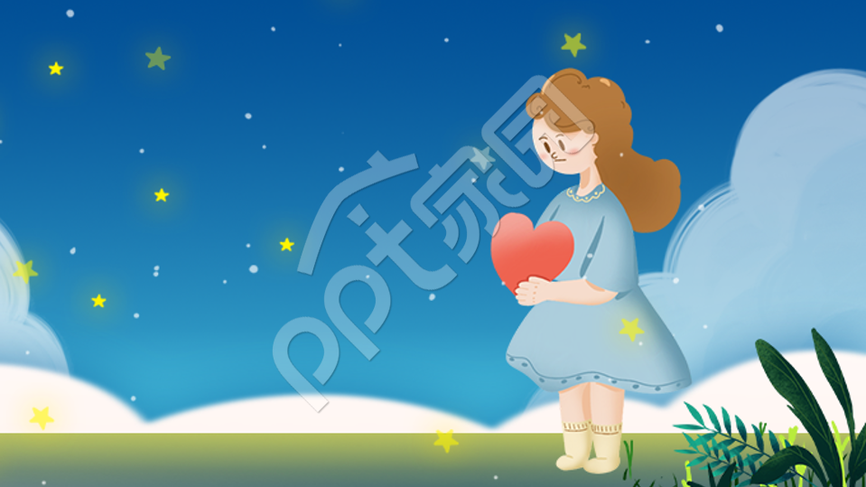 蓝色卡通动画PPT背景图片