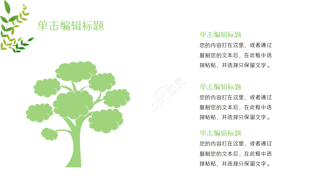 清新绿色小清新多功能通用工作汇报商务合作品牌推广PPT模板