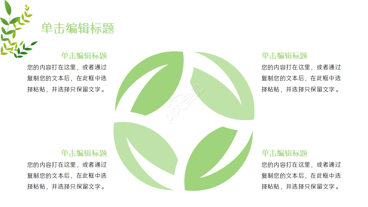 清新绿色小清新多功能通用工作汇报商务合作品牌推广PPT模板