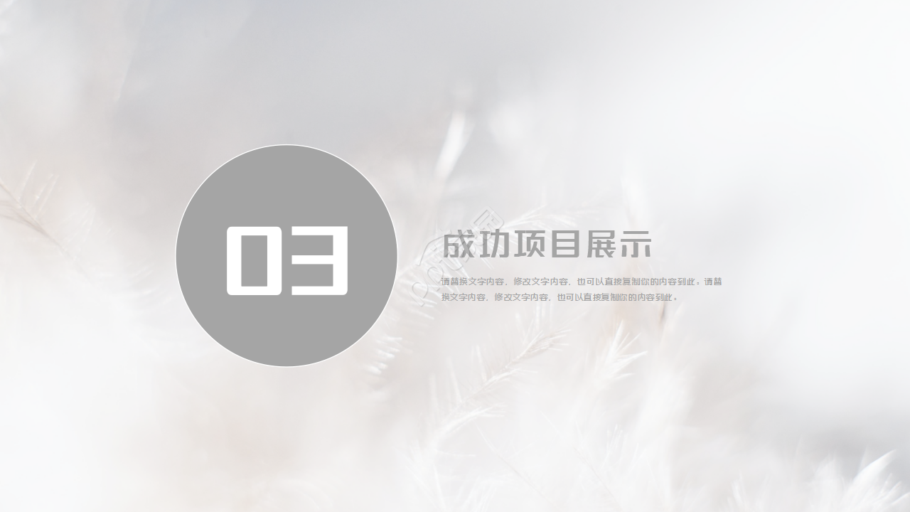 时尚浅色羽毛工作计划总结工作汇报ppt模板