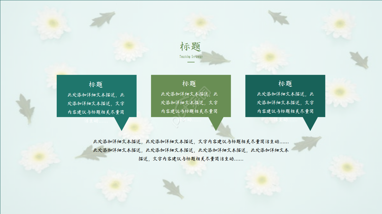 扁平化三色述职报告浅绿色小碎花员工培训PPT模板