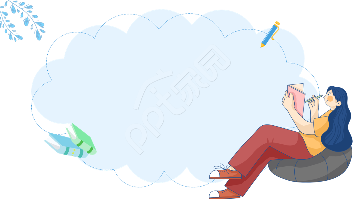 卡通设计诗词分享PPT背景图片