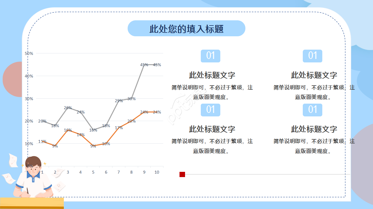 高考100天蓝色卡通设计知识教育工作总结ppt模板