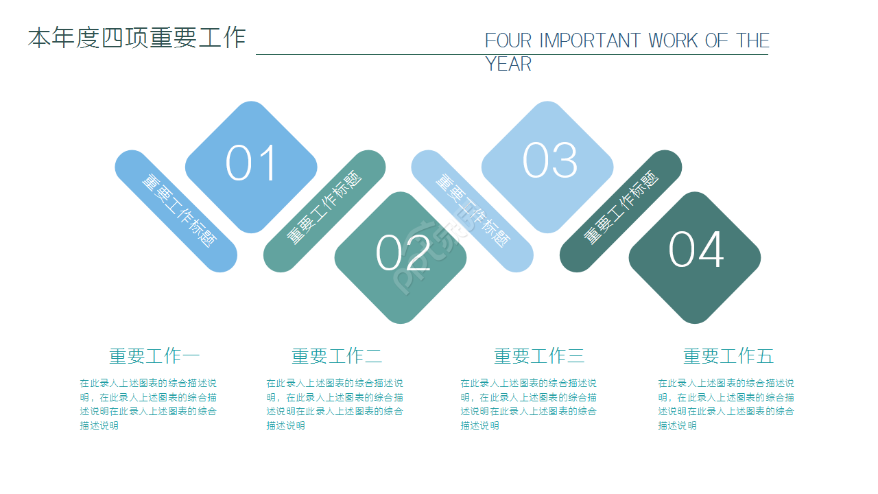 水彩创意年终总结工作汇报内容选宣传ppt模板