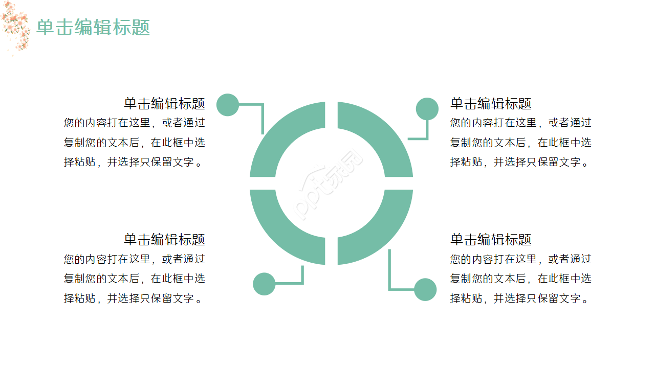 淡雅文艺自然小清新商务汇报季度总结PPT模板