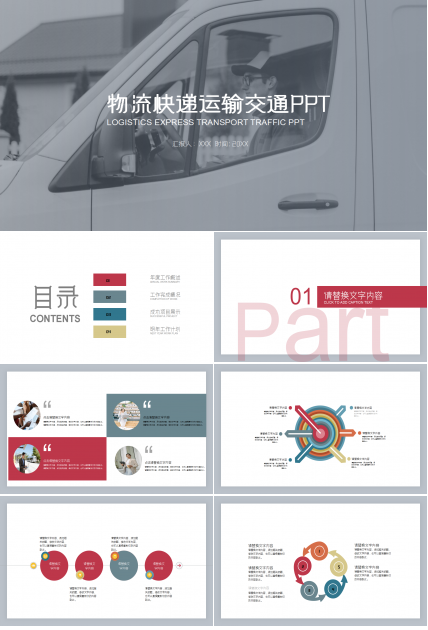 关于物流交通工作汇报产品介绍ppt模板 