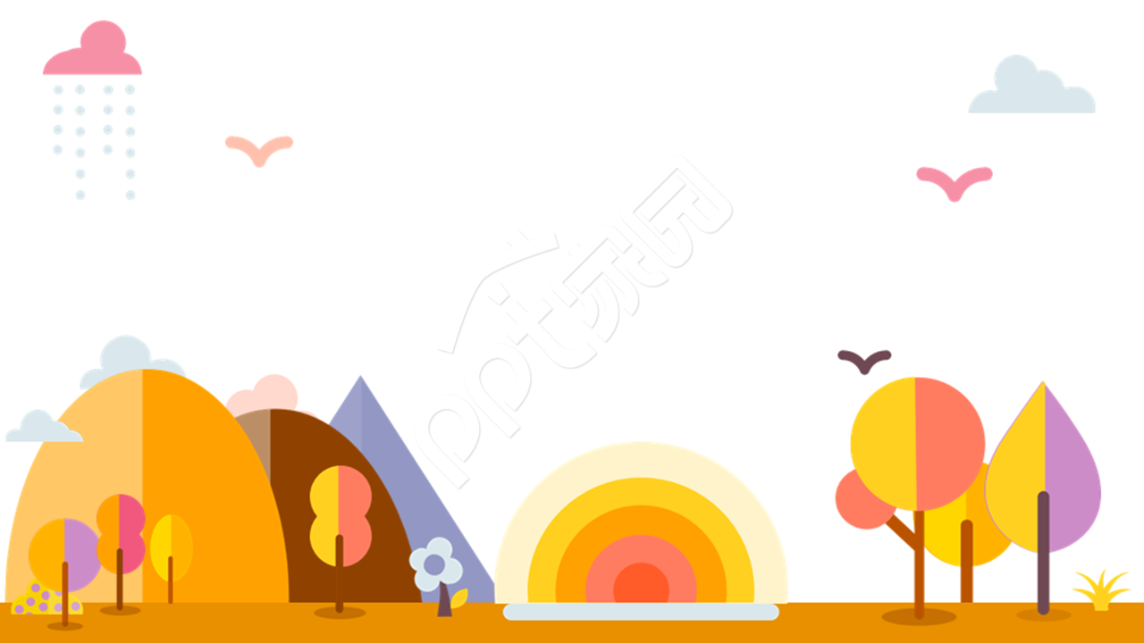 暖黄色卡通设计可爱工作总结PPT背景图片