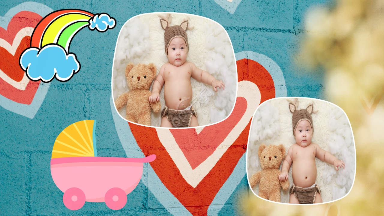 小宝宝的满月酒席纪念相册ppt模板