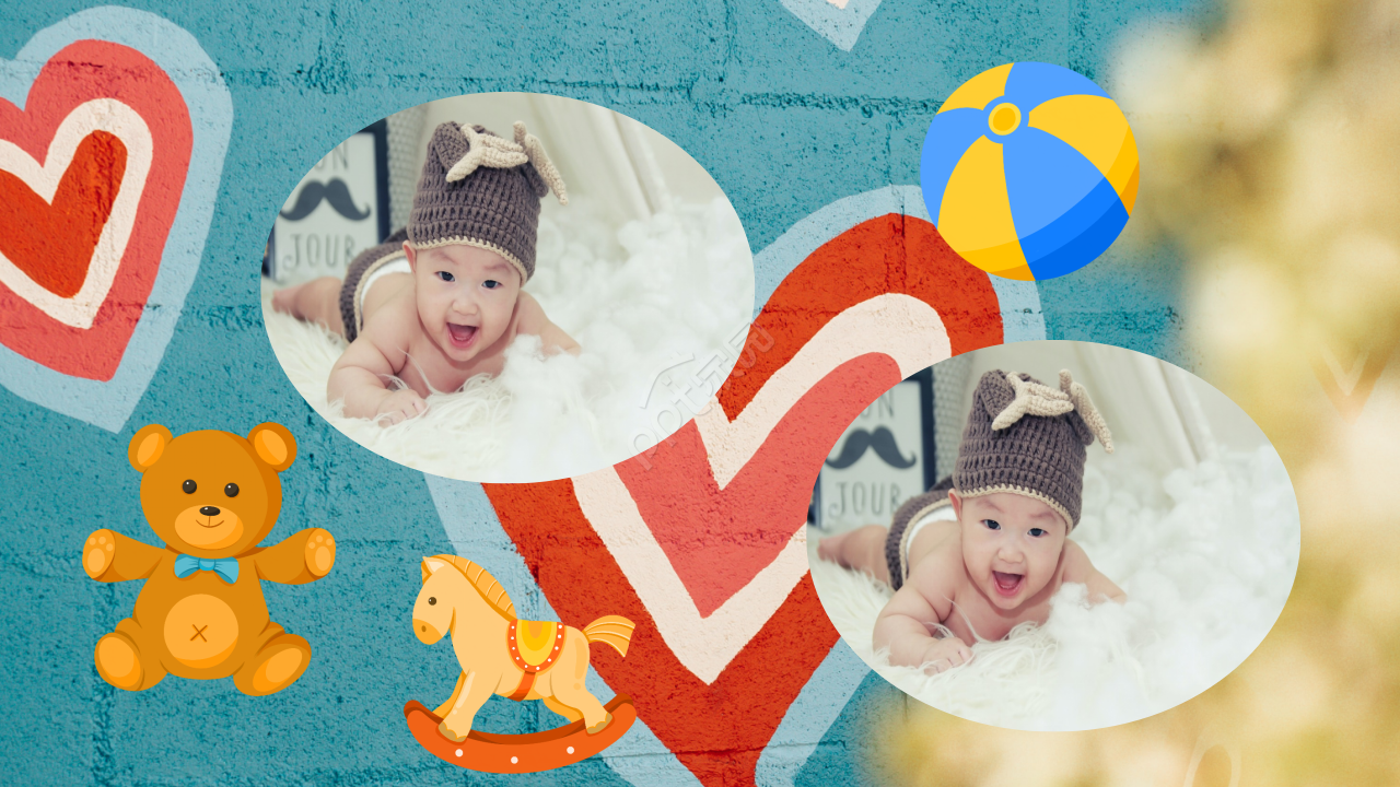 小宝宝的满月酒席纪念相册ppt模板