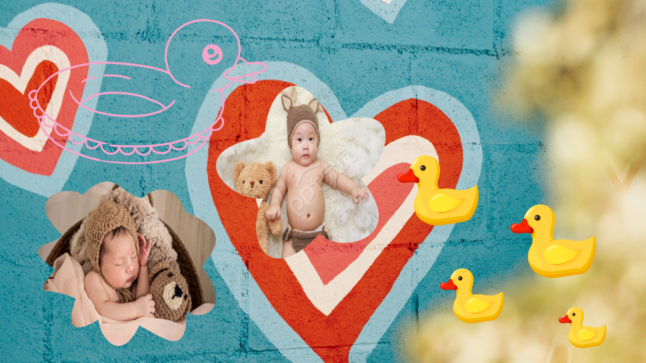 小宝宝的满月酒席纪念相册ppt模板