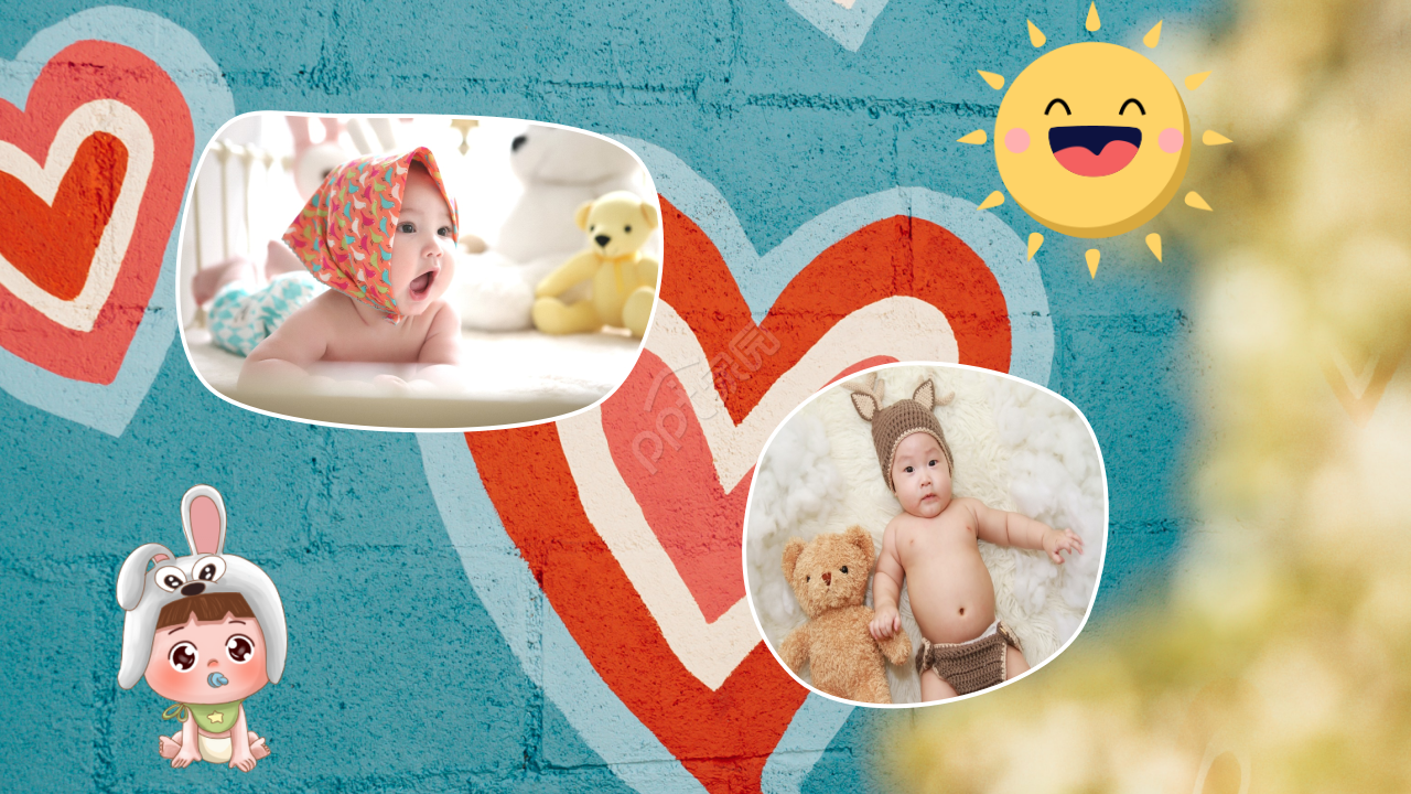 小宝宝的满月酒席纪念相册ppt模板