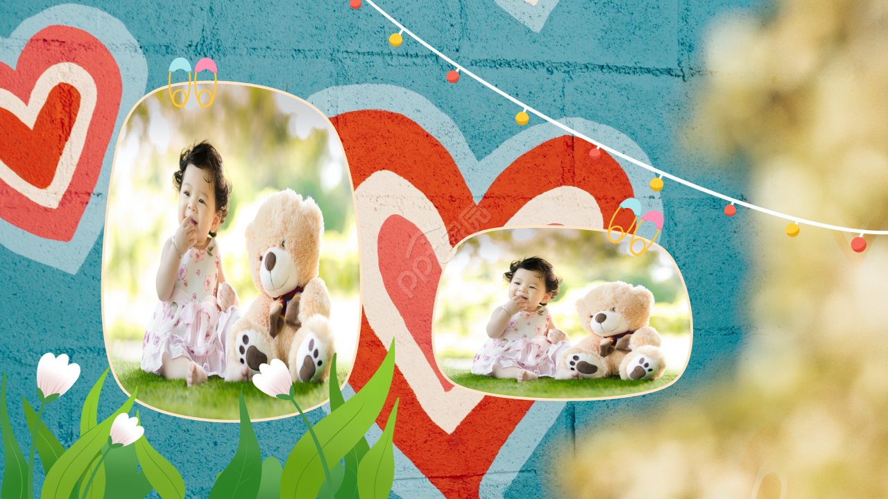 小宝宝的满月酒席纪念相册ppt模板