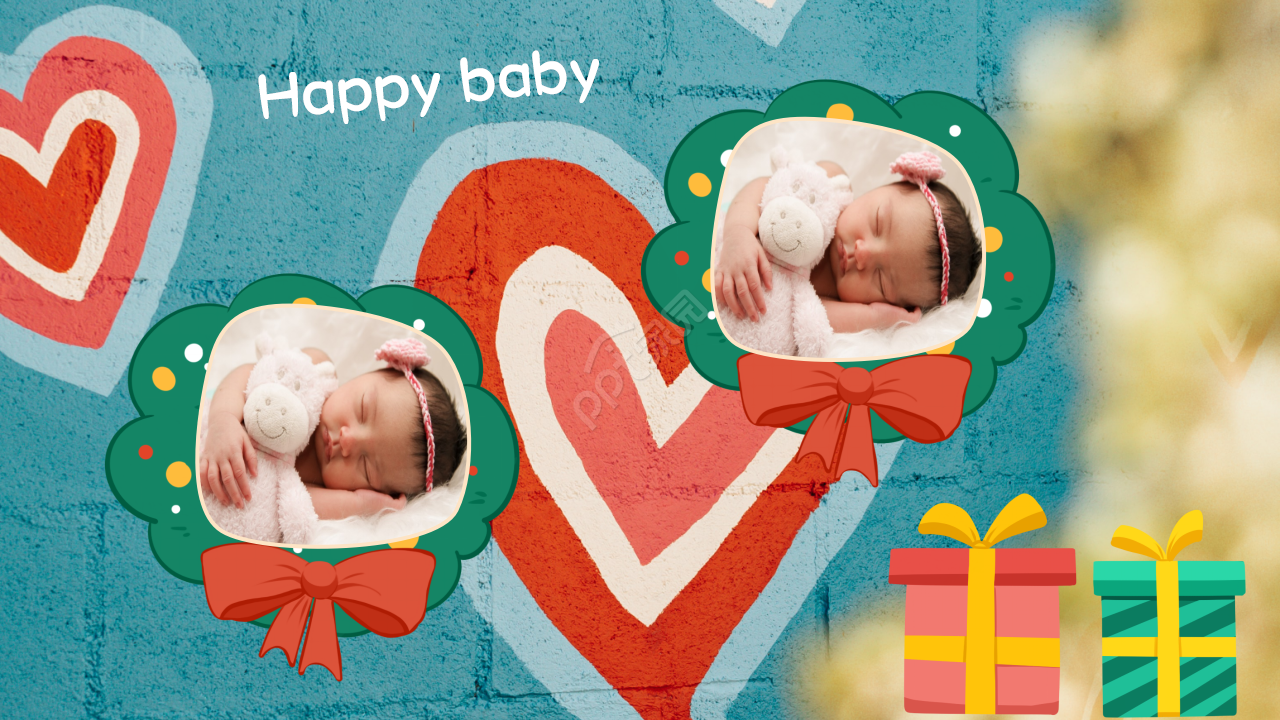 小宝宝的满月酒席纪念相册ppt模板