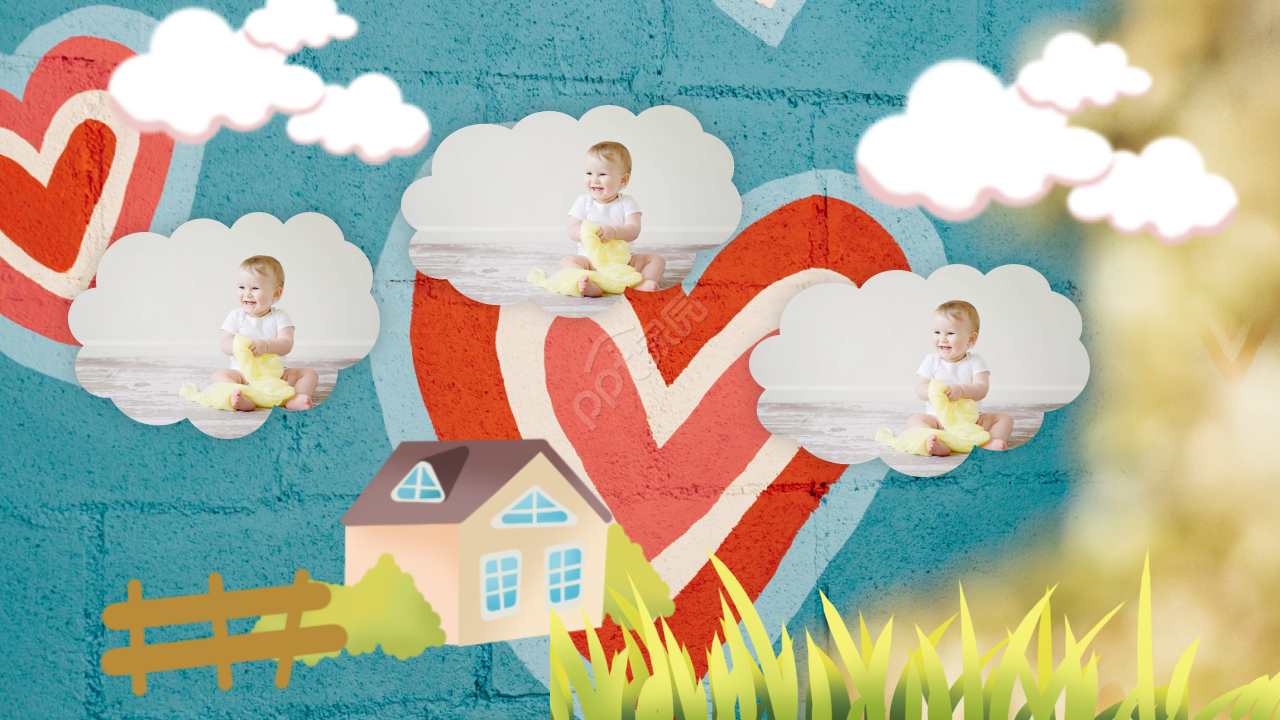 小宝宝的满月酒席纪念相册ppt模板