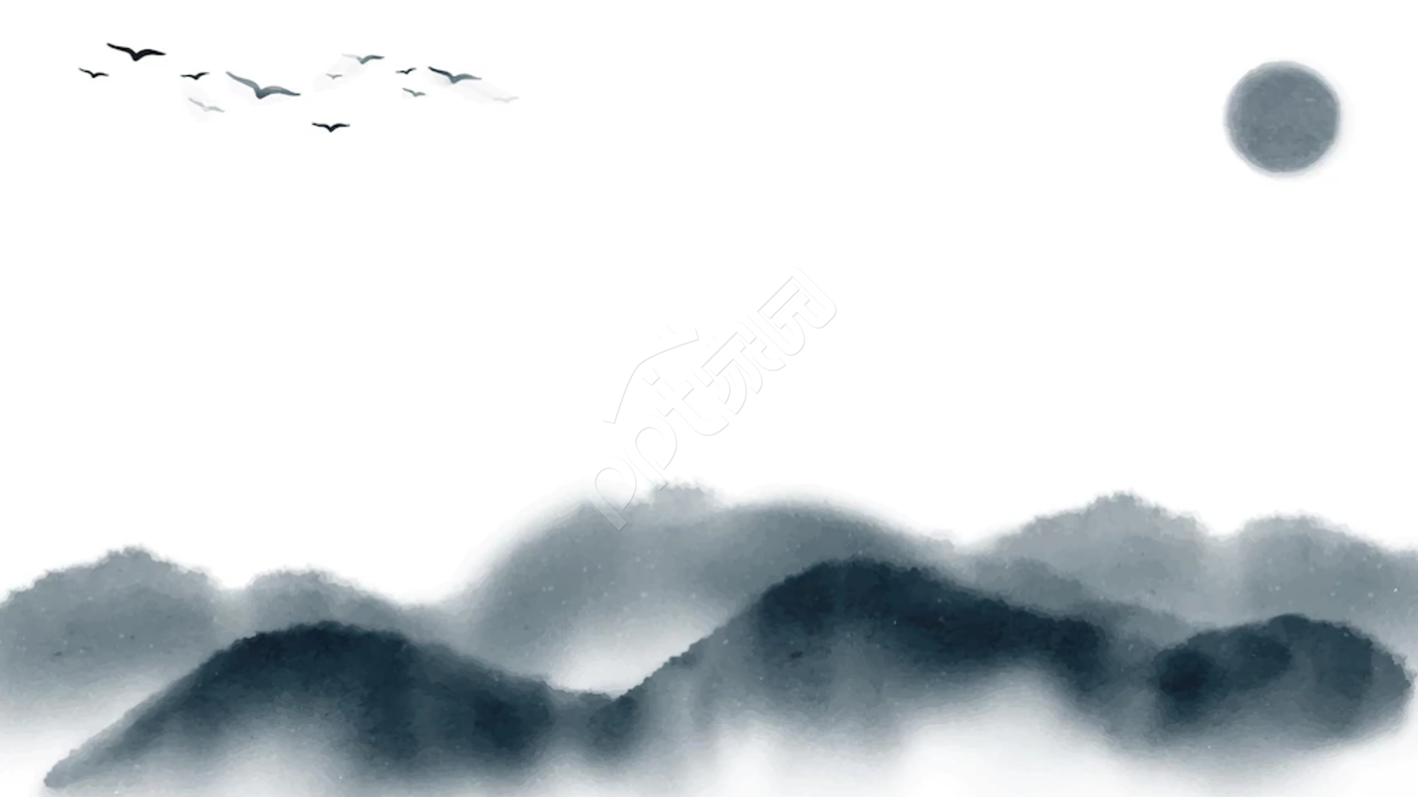 水墨画求职自我介绍PPT背景图片