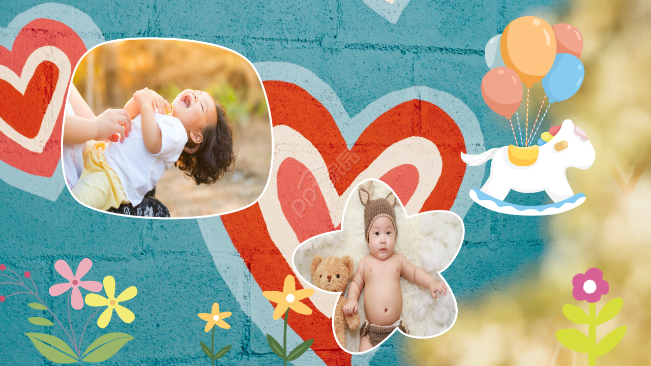 小宝宝的满月酒席纪念相册ppt模板