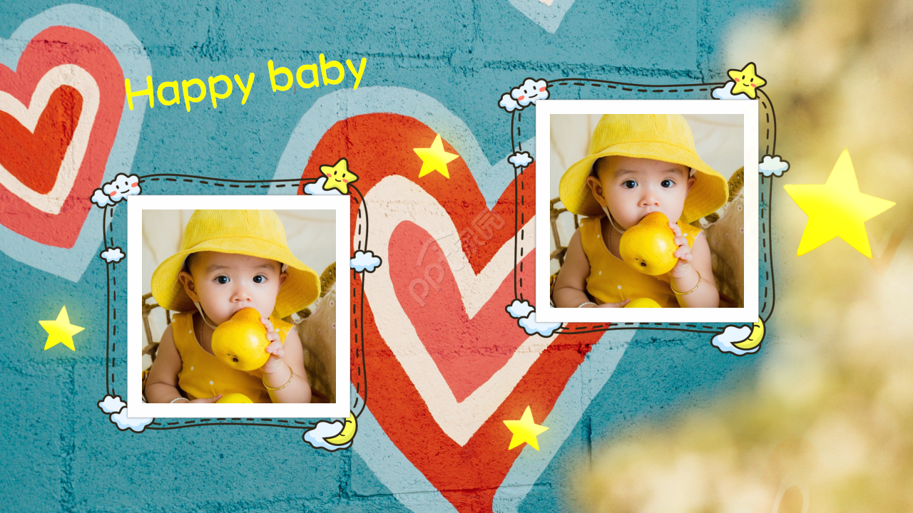 小宝宝的满月酒席纪念相册ppt模板