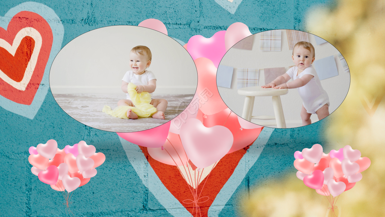 小宝宝的满月酒席纪念相册ppt模板