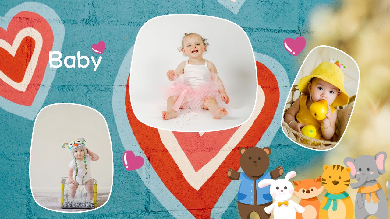 小宝宝的满月酒席纪念相册ppt模板