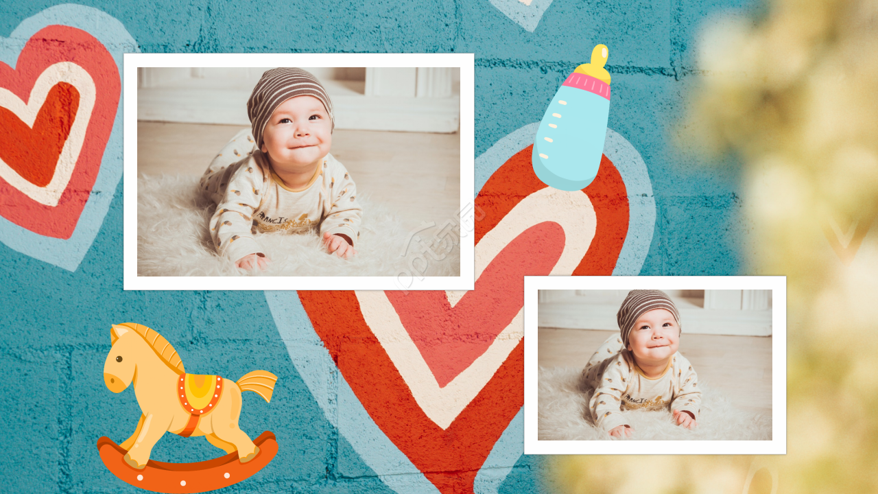 小宝宝的满月酒席纪念相册ppt模板